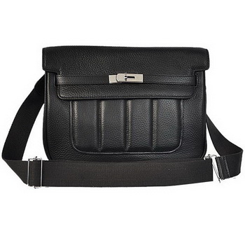 Hermes 2013 Crossbody Bag Black Clemence Leather